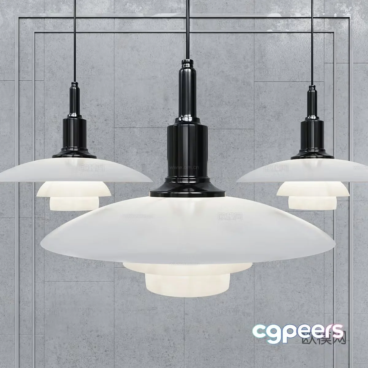 Modern Nordic disc glass decorative small chandelier 3d model