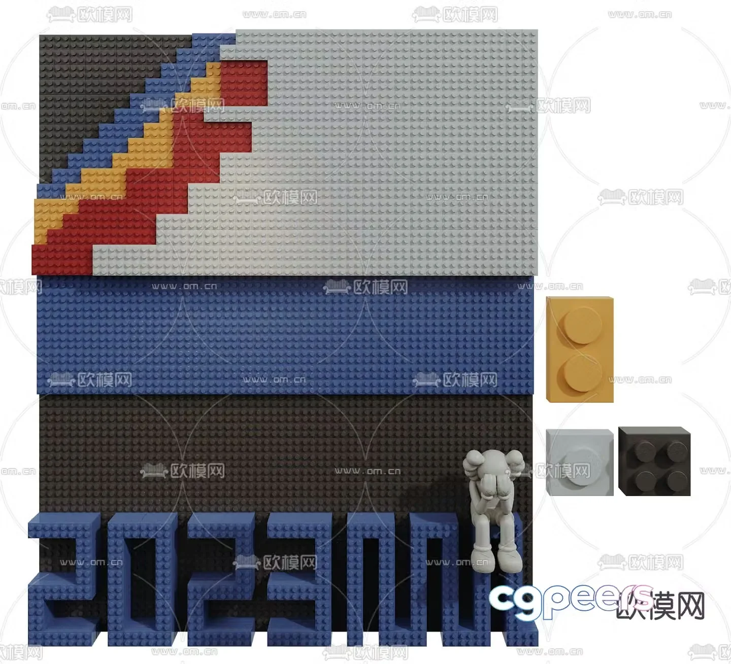 Lego brick wall toy 3d model