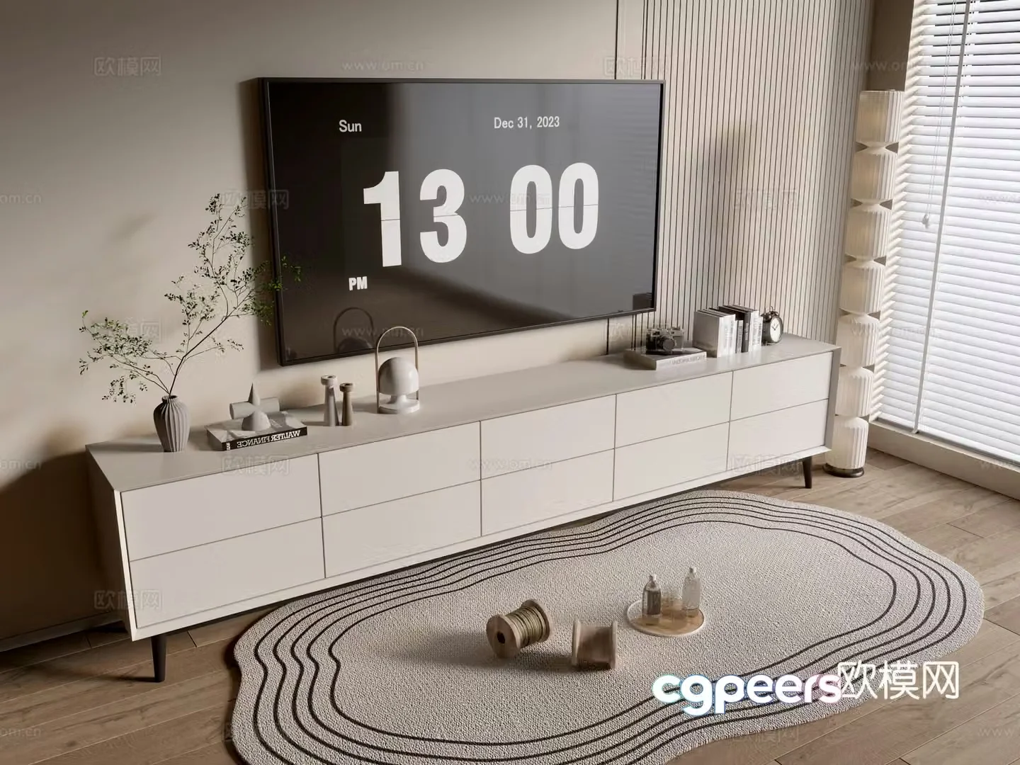 Cream style TV cabinet 3d model