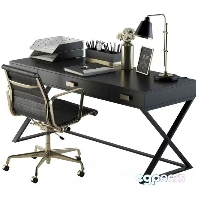 3ds Max Free – Office Black Gold Design