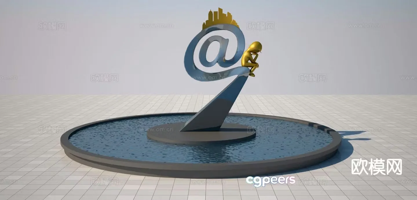 Technology@symbol sculpture 3d model