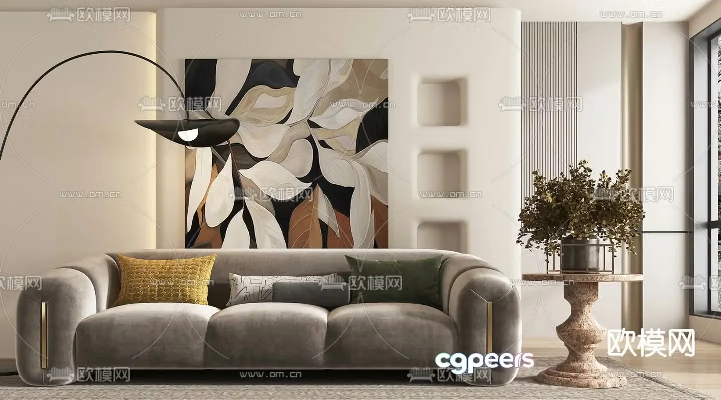Three person sofa multi person sofa 3d model