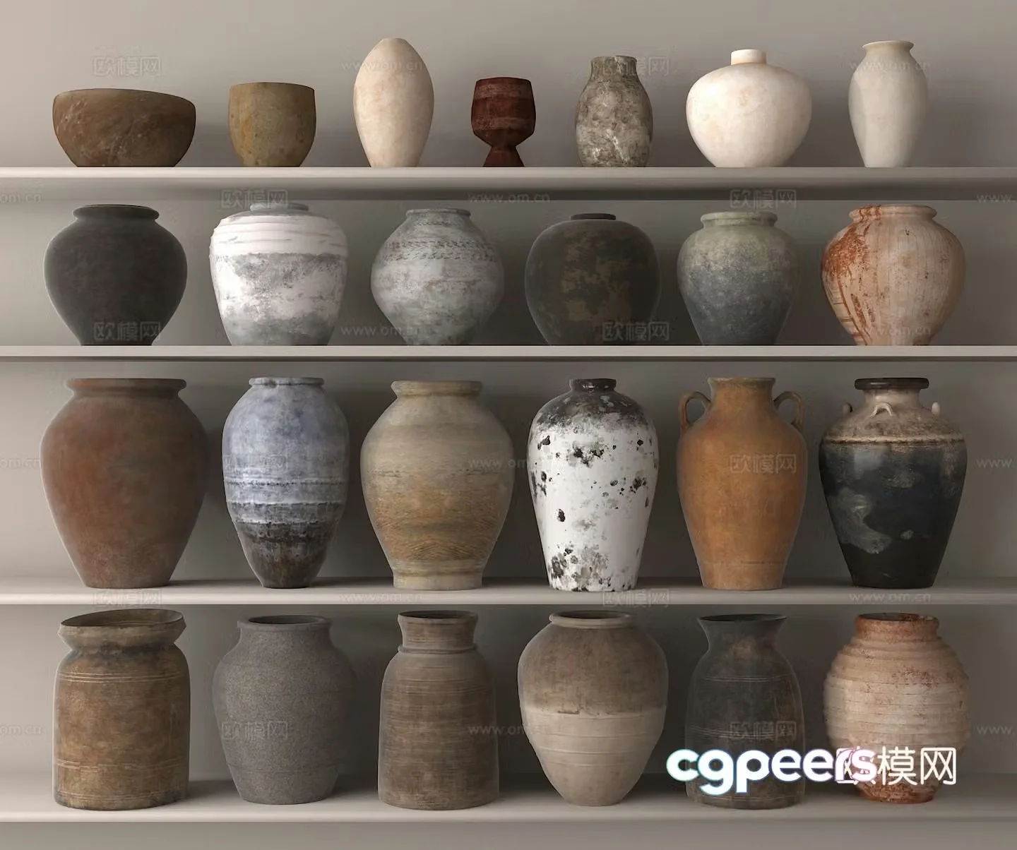 wabi-sabi ceramics pottery vase vessel pottery jar 3d model