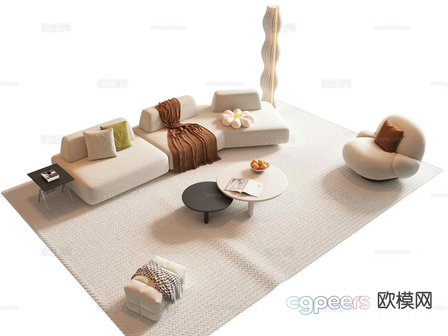 Cream style sofa modular sofa 3d model