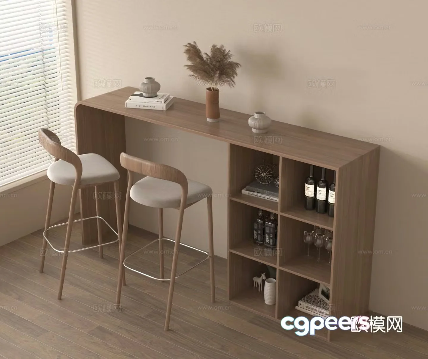 Nordic bar bar chair 3d model