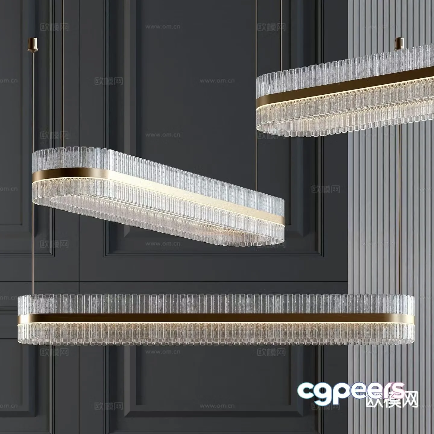 Light luxury crystal chandelier 3d model