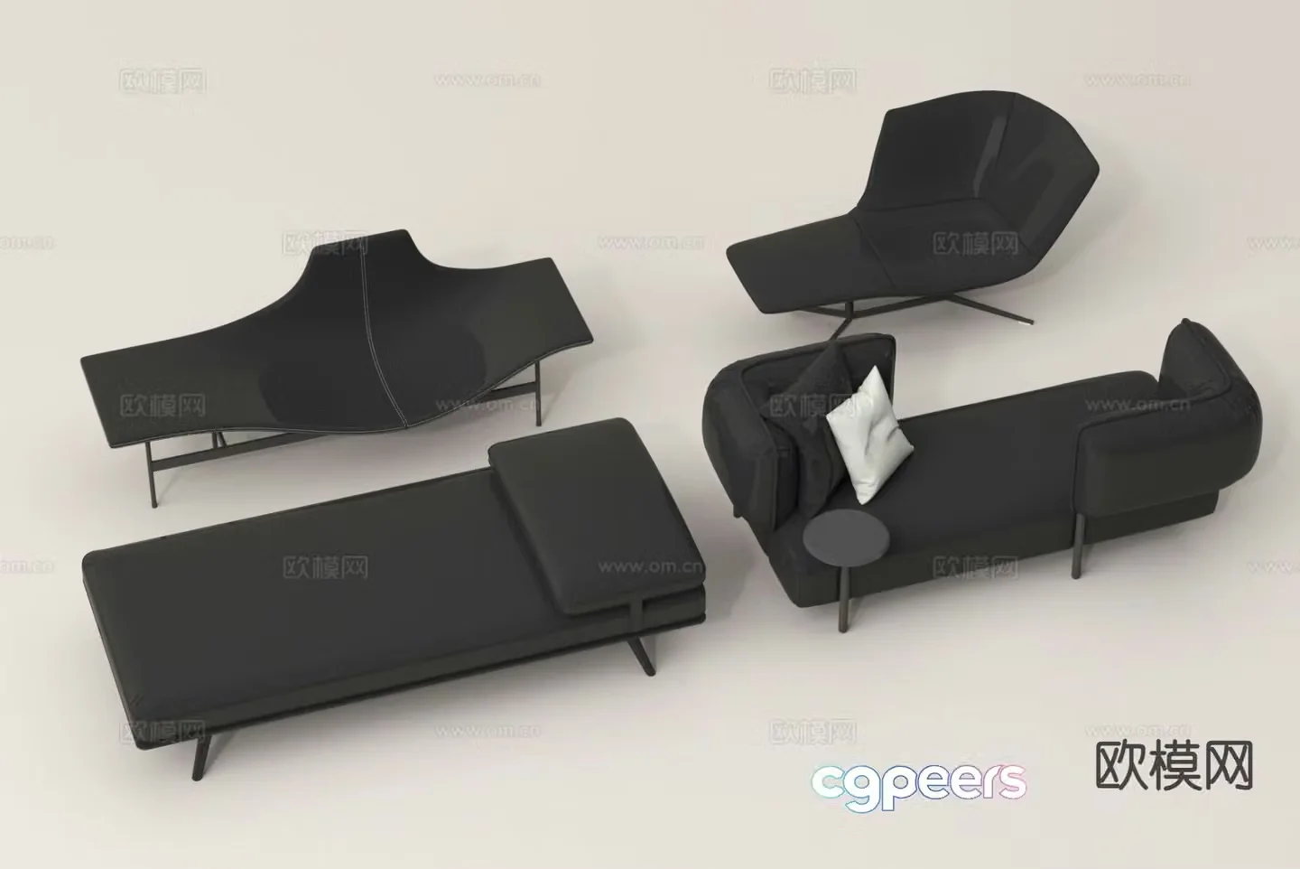 Modern chaise longue chaise longue 3D model