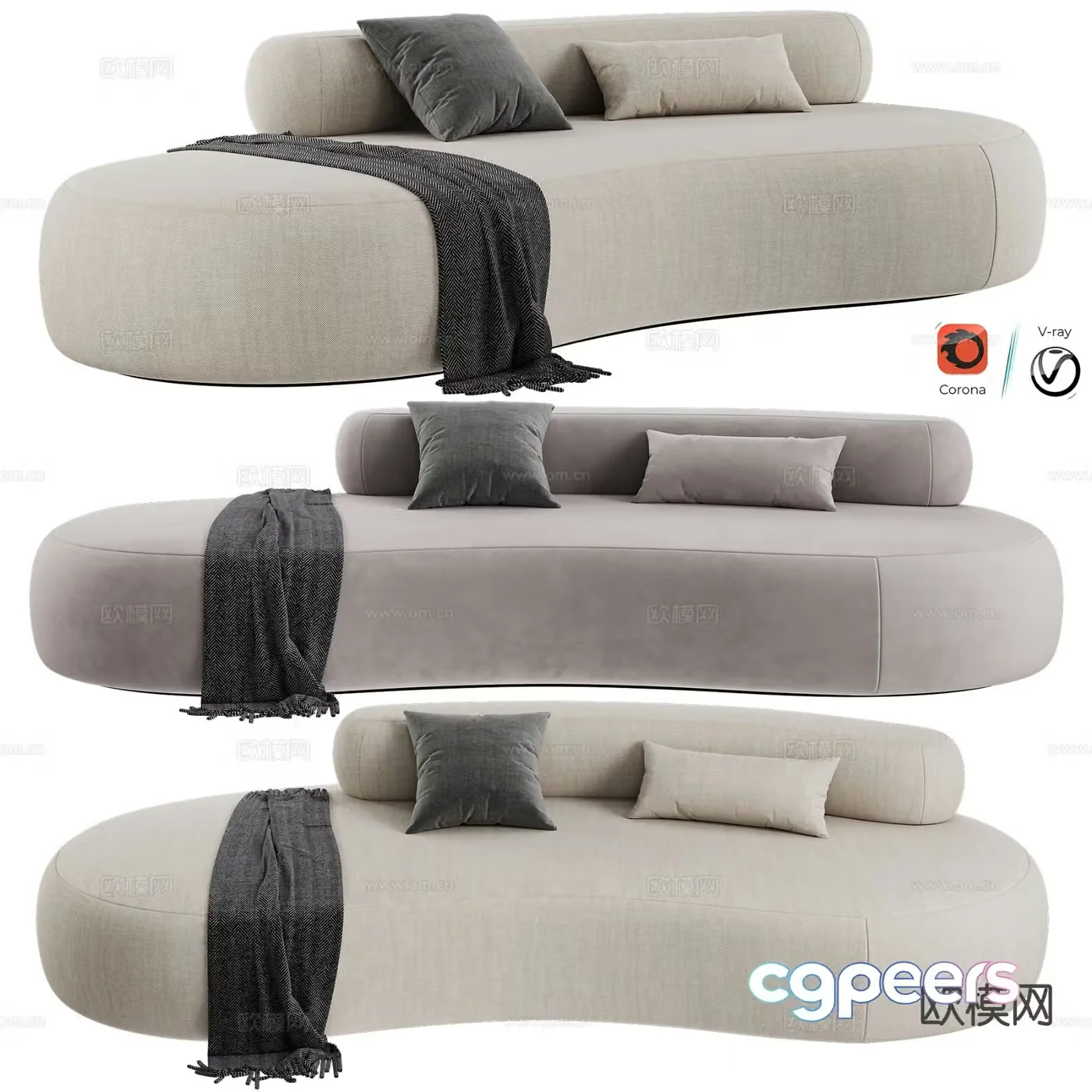 Bubble Rock curved sofa 3d model