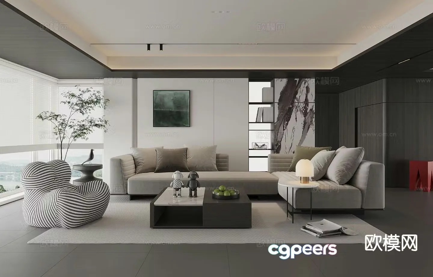 Modern home living room 3d model