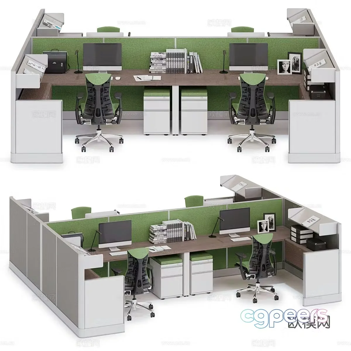 Multiple people office desk chair 3d model