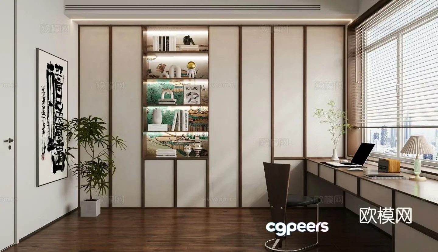 New Chinese style study room 3D model