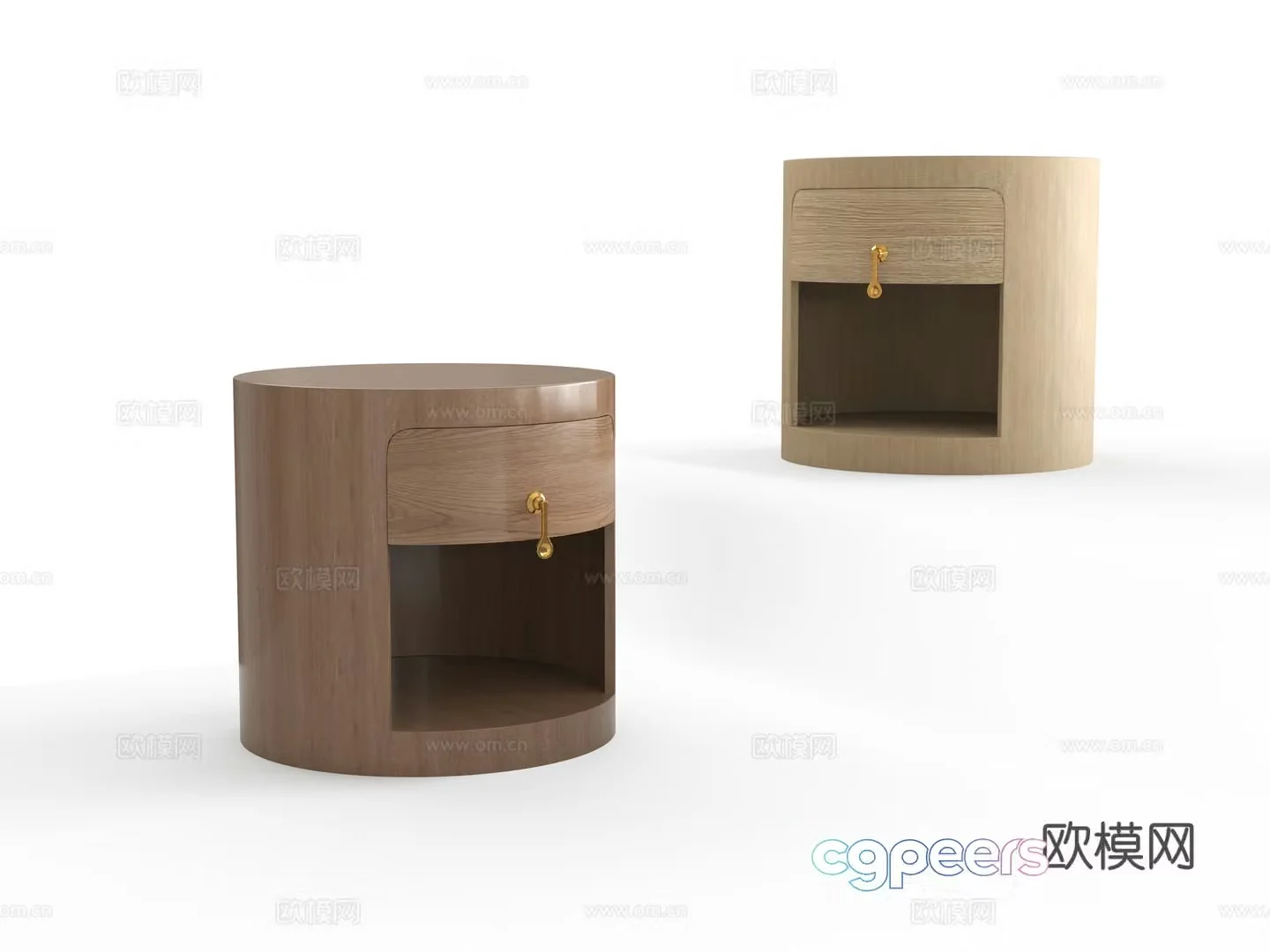 Solid wood bedside table 3D model