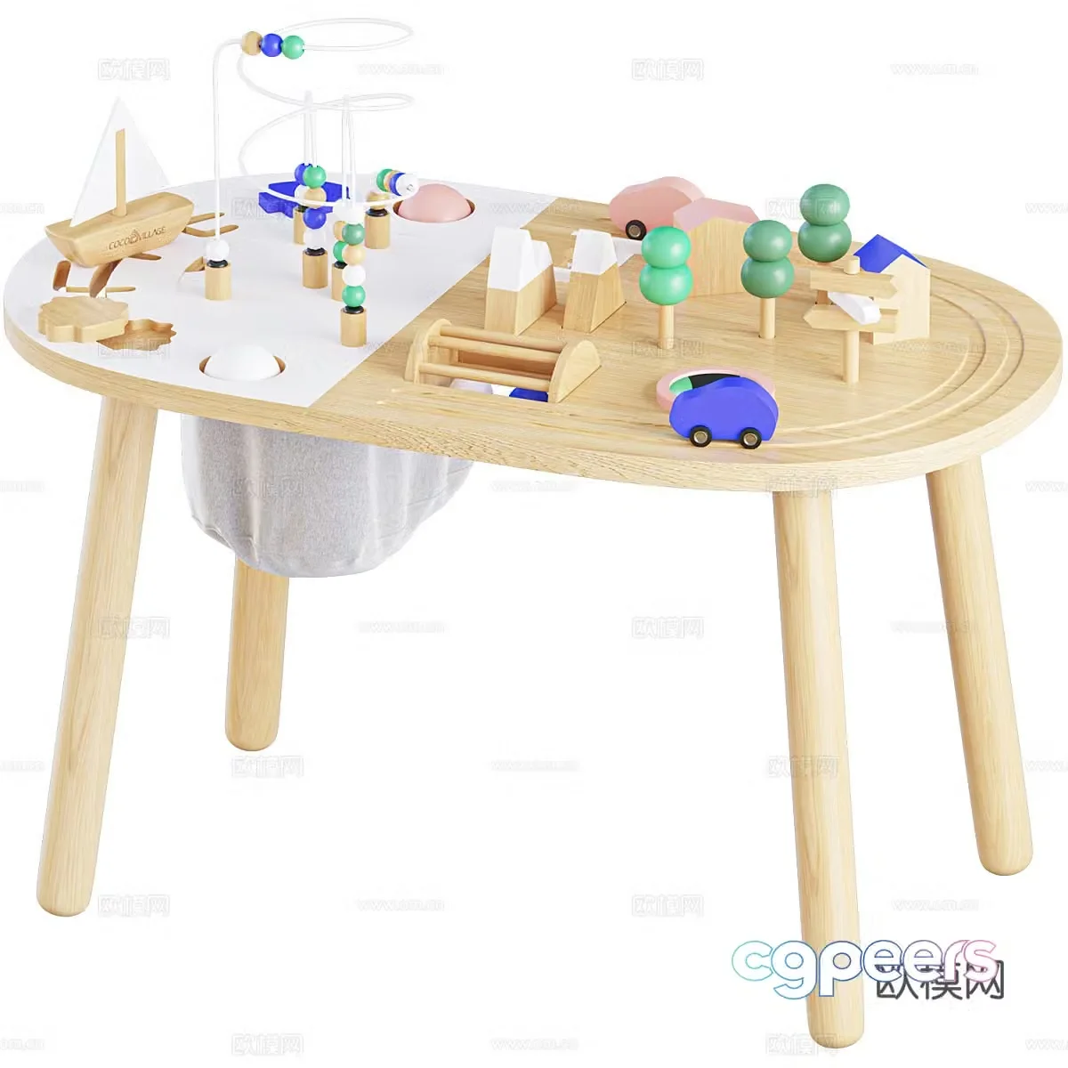 Modern Cream Style Activity Children’s Toys Table 3D Model