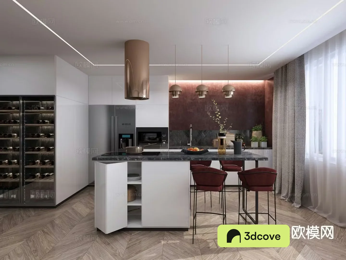 Open kitchen island bar