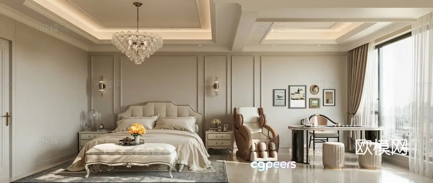 French home bedroom American home bedroom European home bedroom 3d model