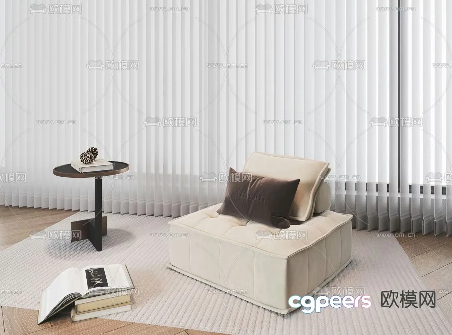 Single sofa upholstered sofa 3d model