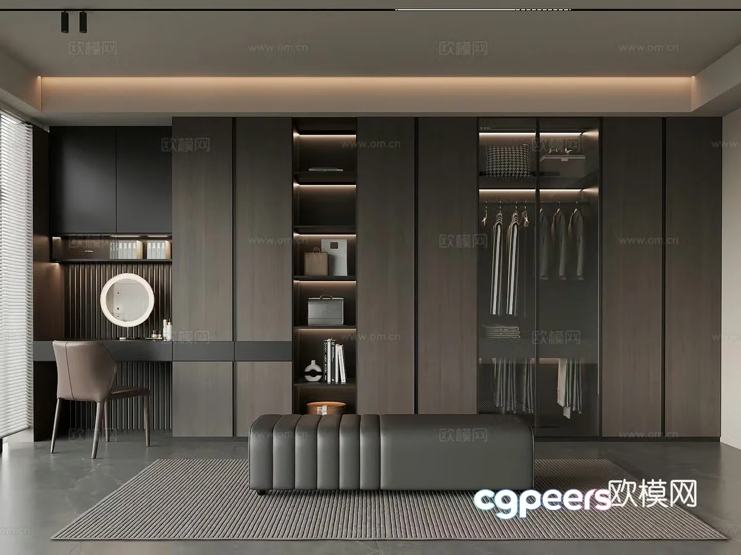 Modern Italian cloakroom Wardrobe Dressing table 3d model