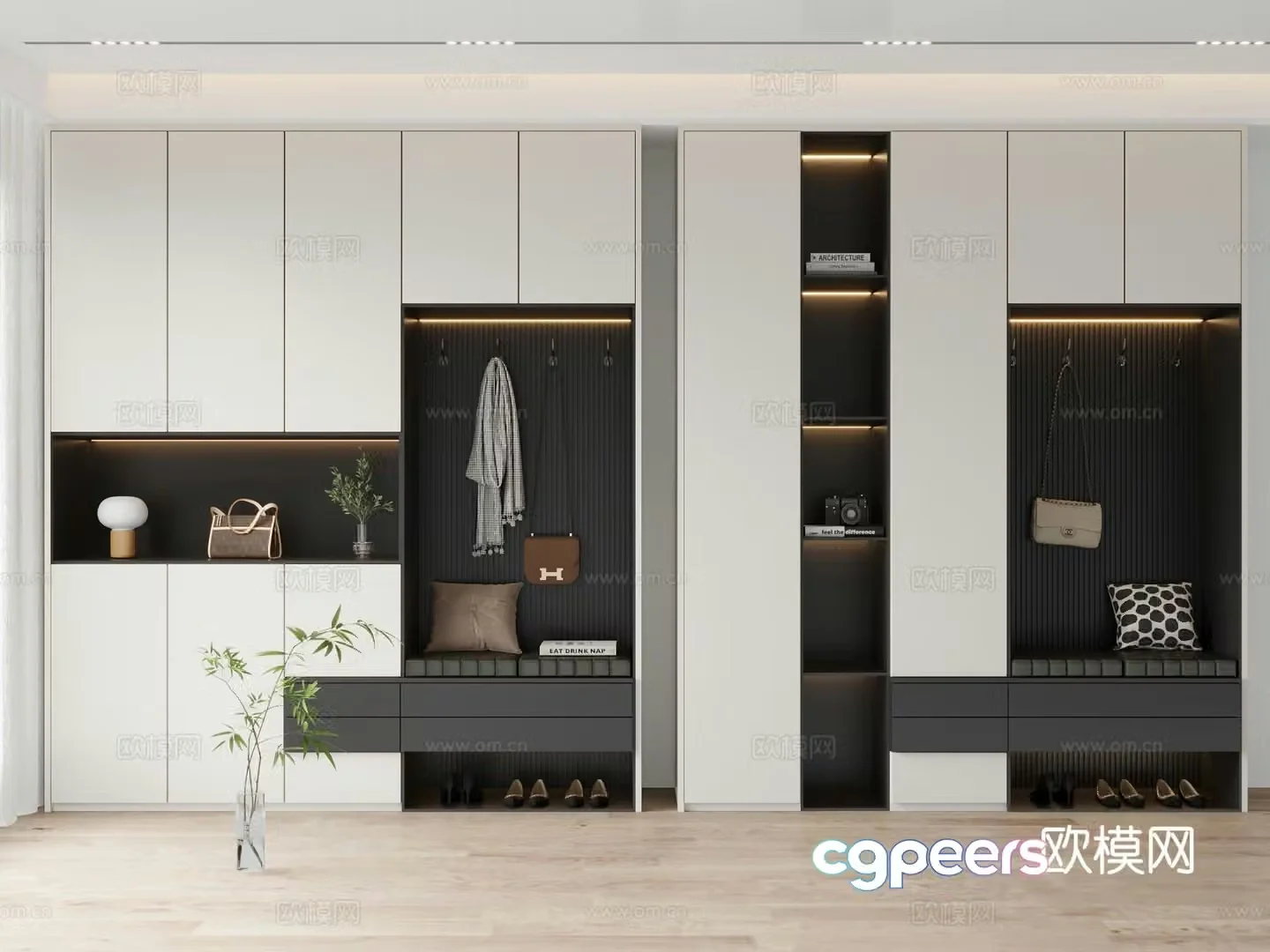 Modern entrance shoe cabinet 3d model