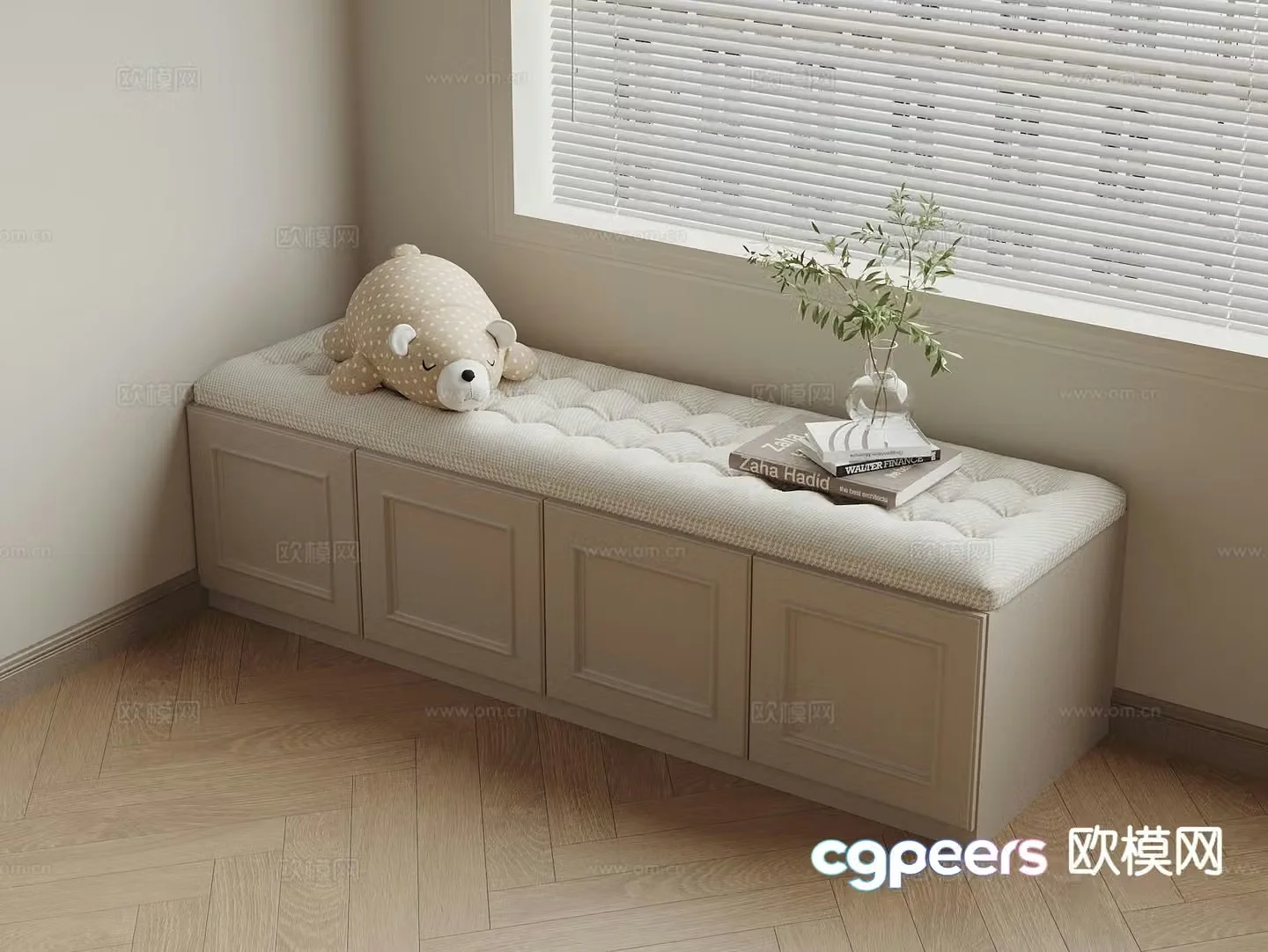 Simple European bay window cabinet bay window mat 3D model