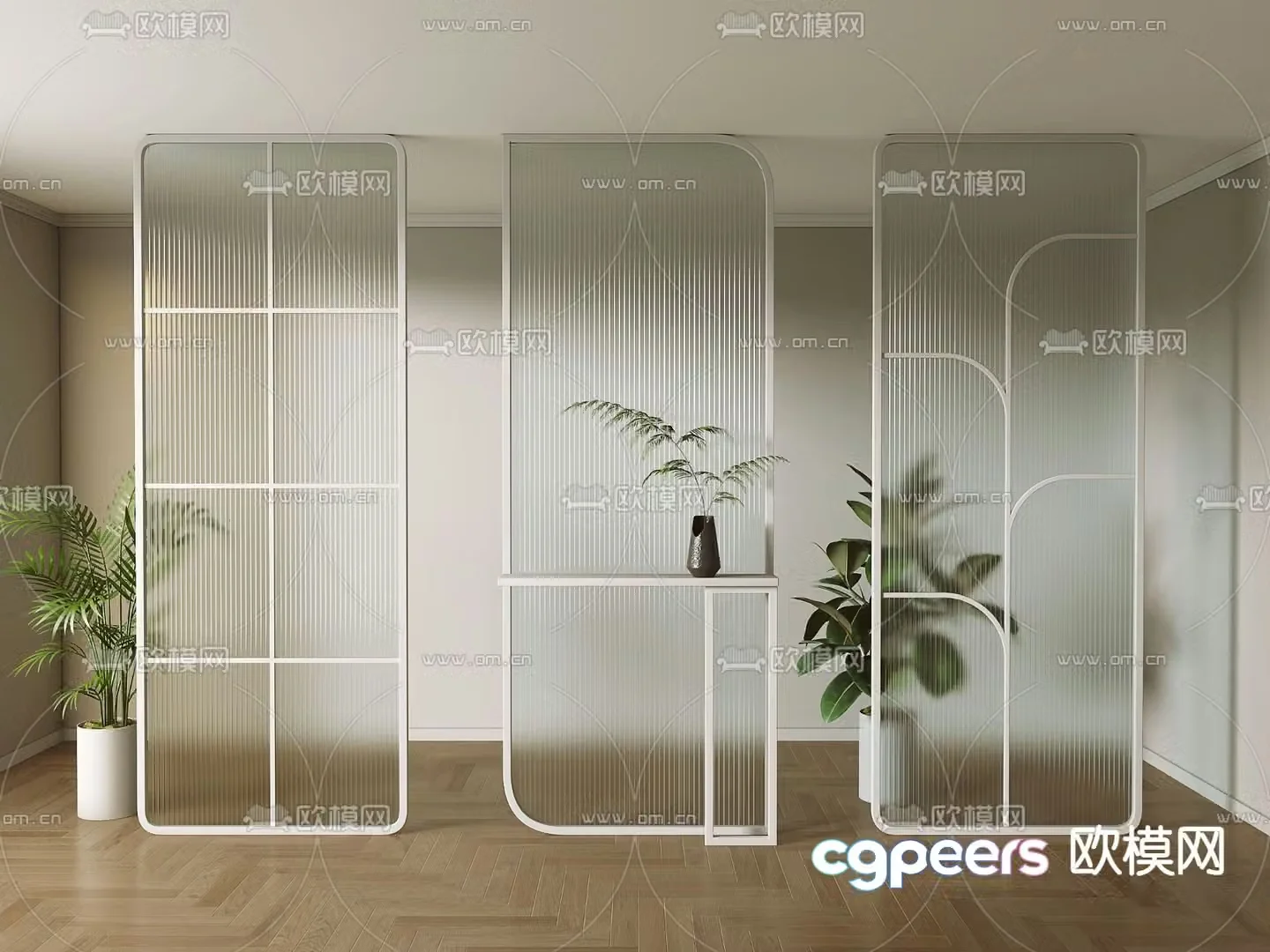 Glass screen partition 3d model