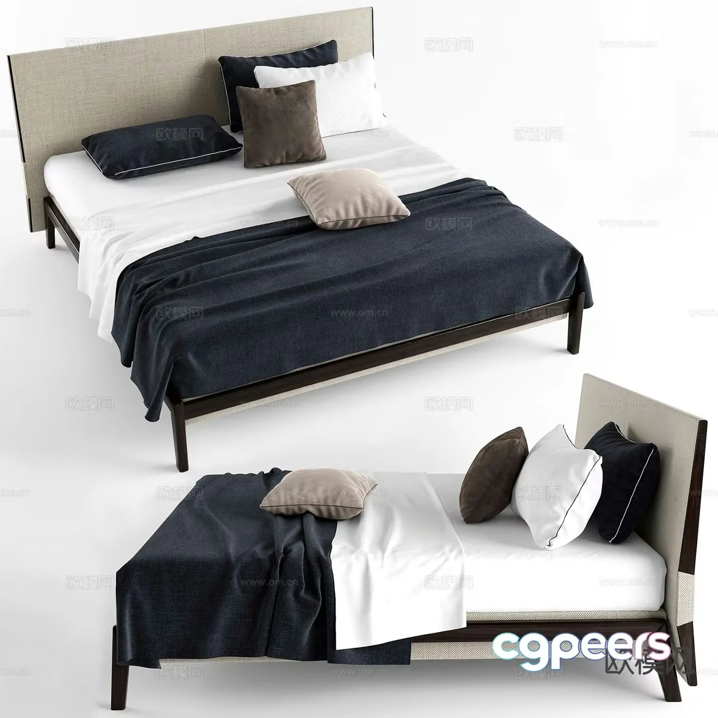 Modern double bed 3d model