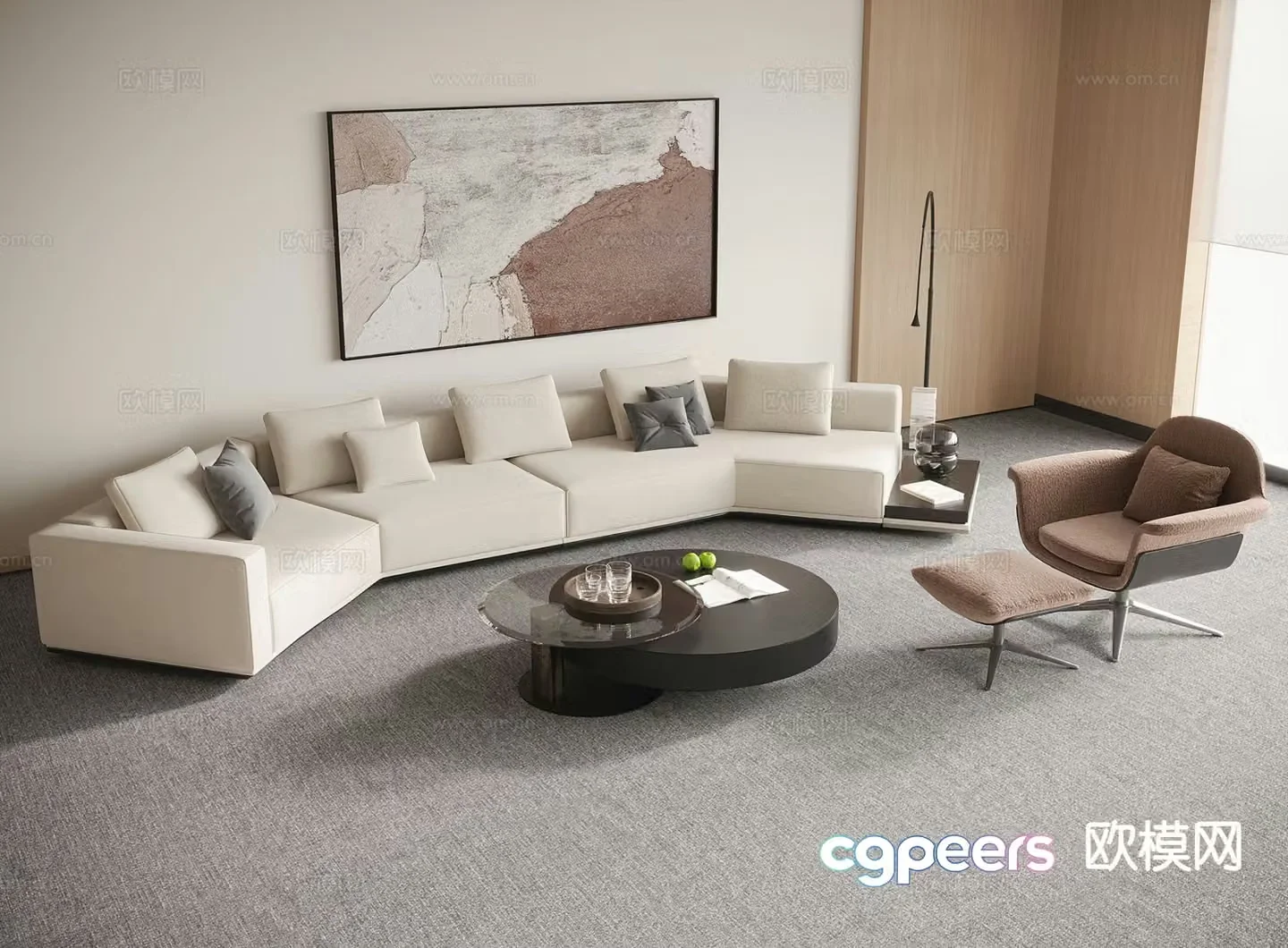Modern office sofa coffee table reception sofa 3d model