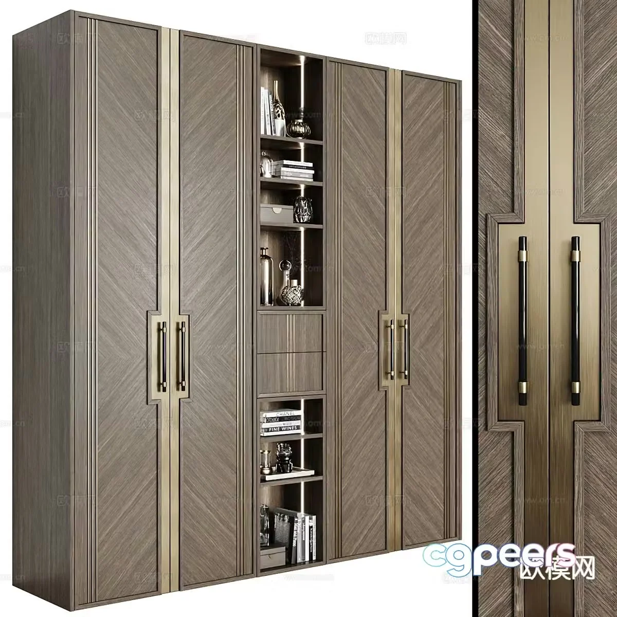 Light luxury wardrobe decorative cabinet 3D model