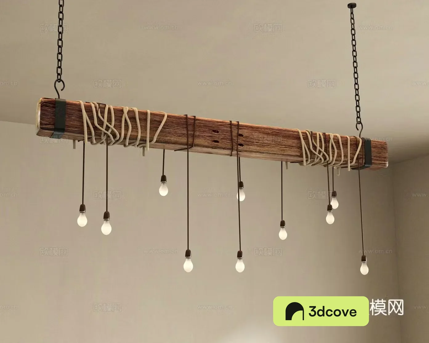 Wabi-sabi style solid wood chandelier