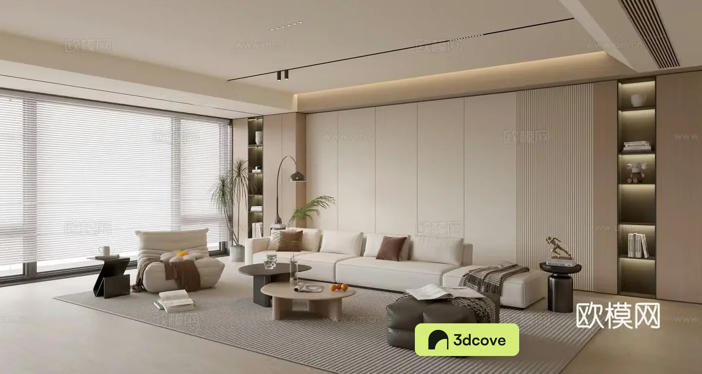 Modern creamy living room light luxury TV background wall combination coffee table sofa background wall