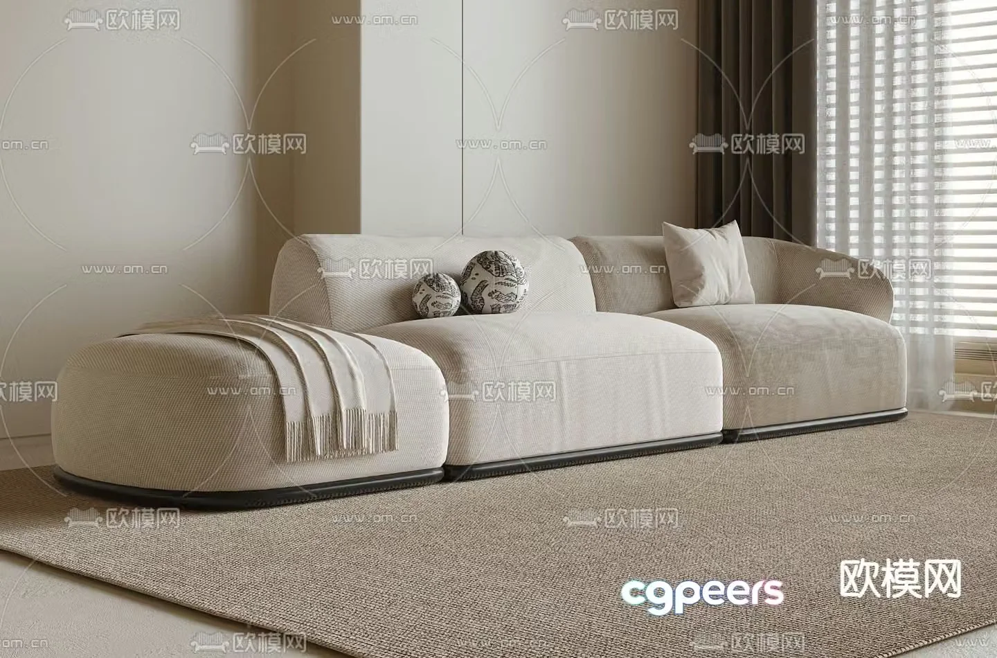 Modern sofa three-seat sofa 3d model