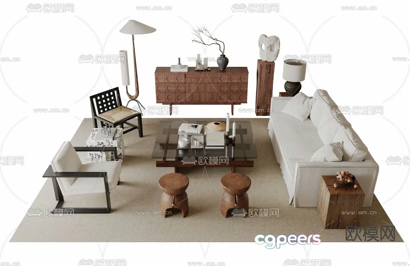 Medieval style modular sofa 3D model