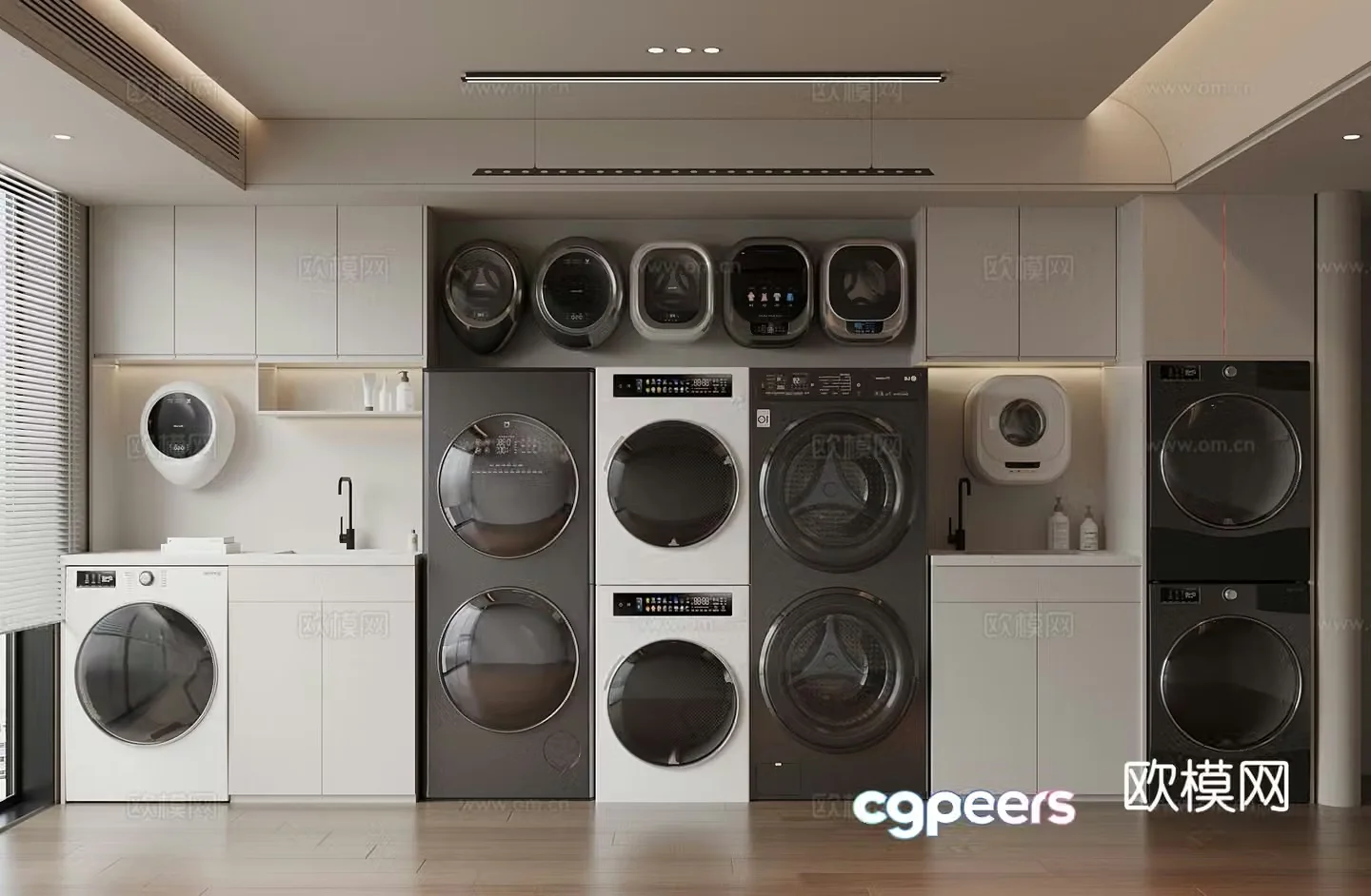 Modern washing machine cabinet balcony cabinet 3d model