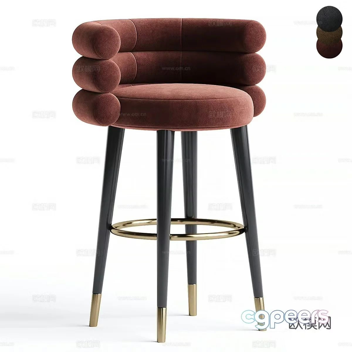 Modern light luxury fabric bar chair 3D model