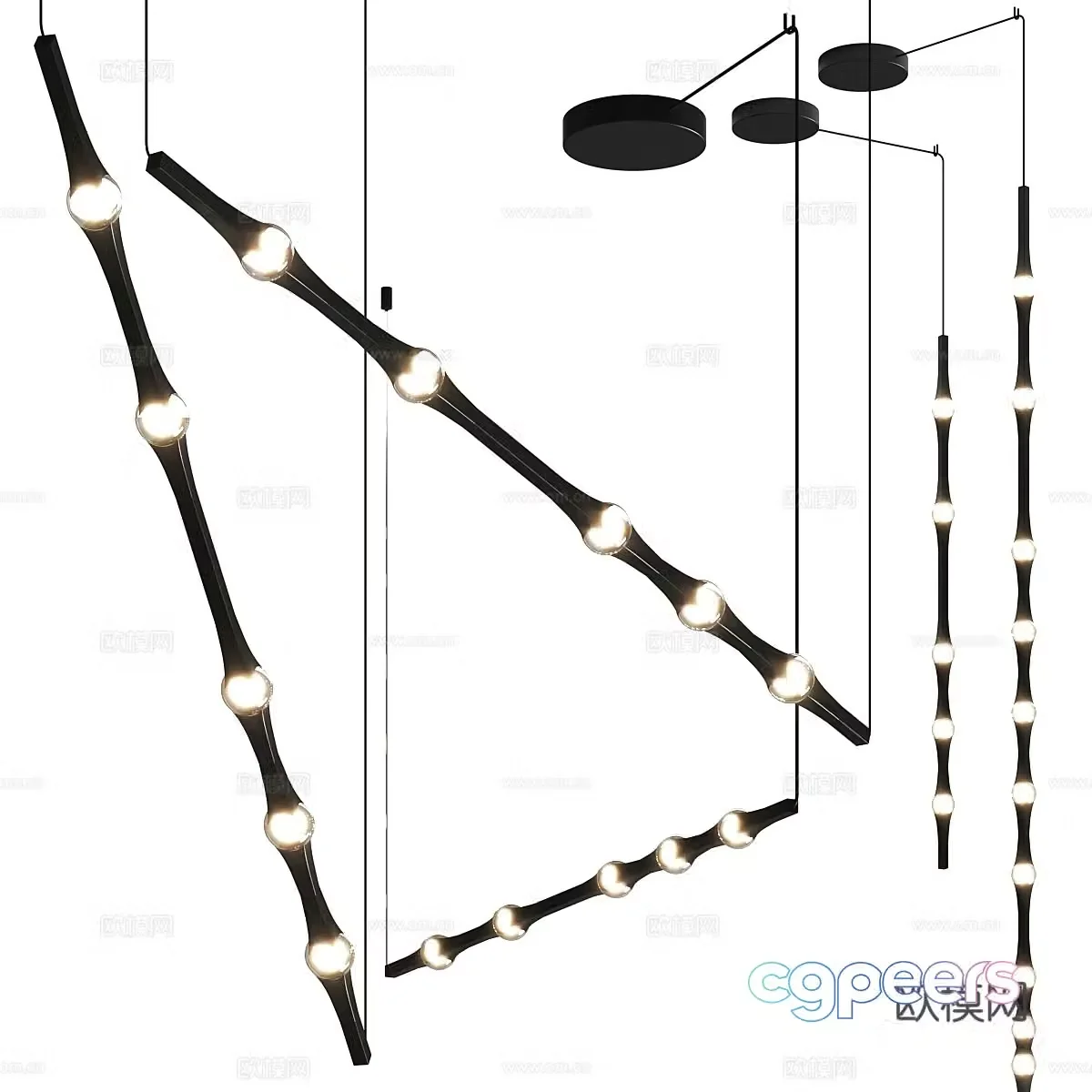 Modern minimalist decorative chandeliers 3d model