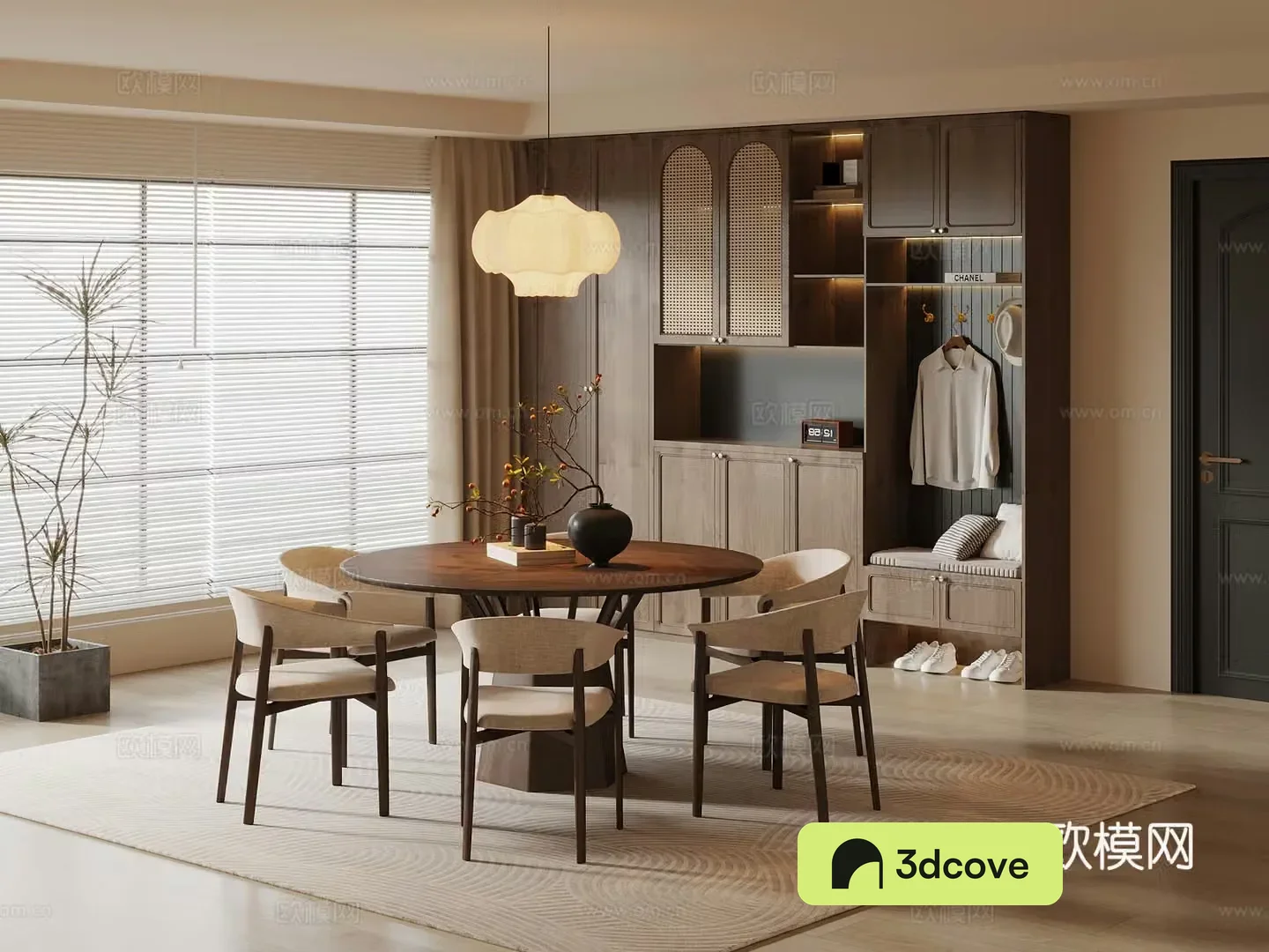 Restaurant Middle style restaurant Dining table and chair combination 3D model