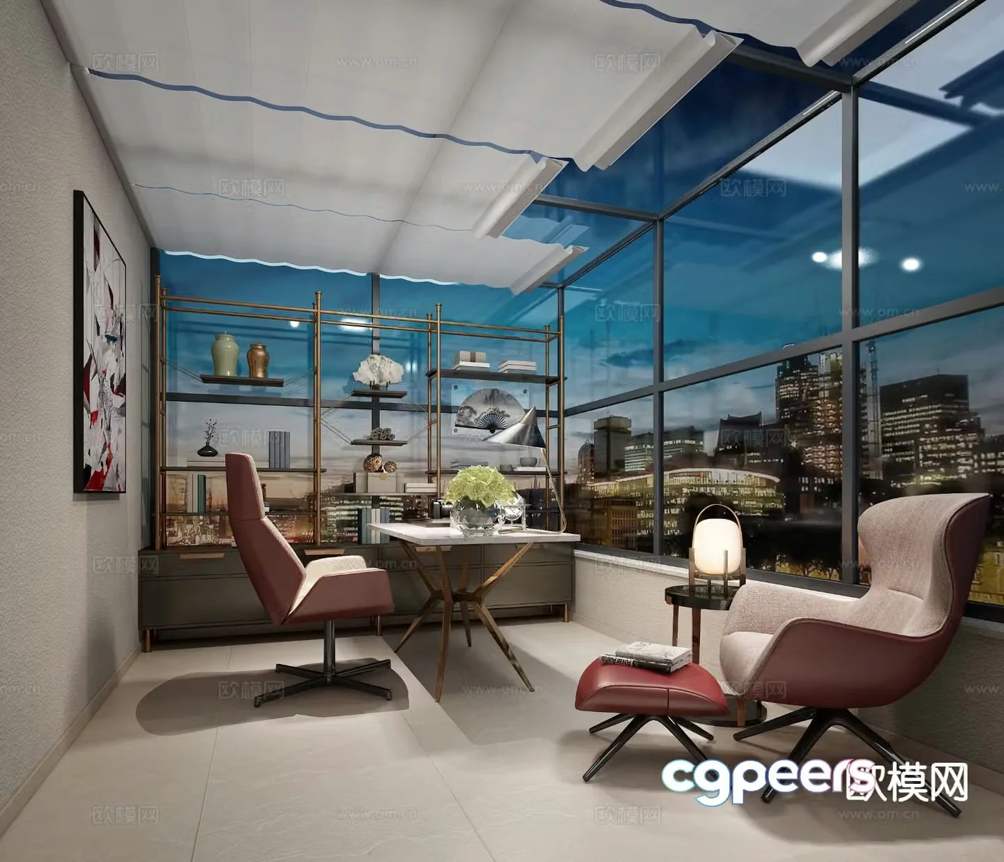 Modern study sunroom 3D model
