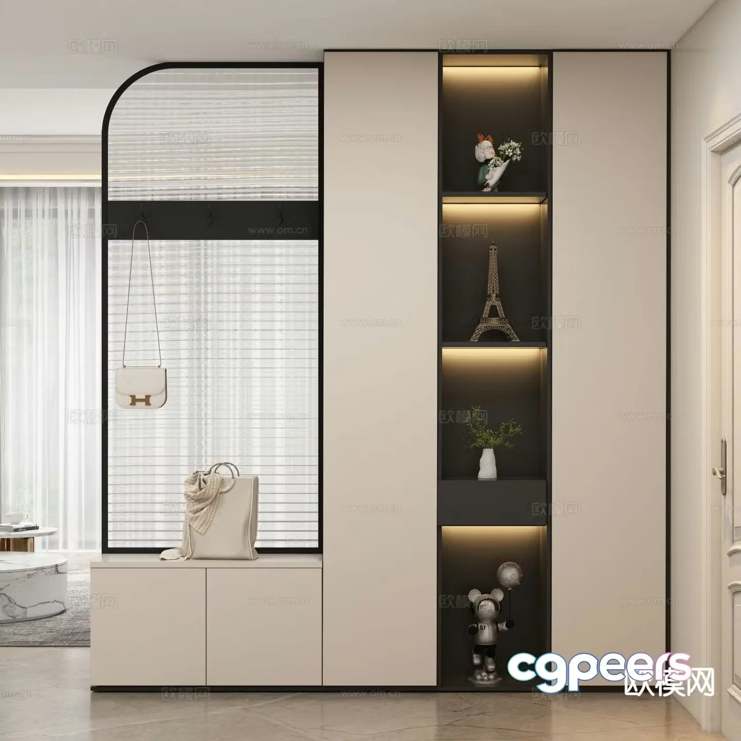 Modern entrance shoe cabinet 3d model
