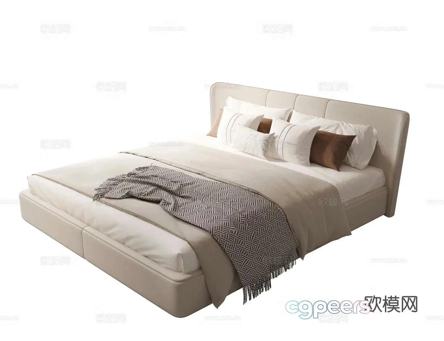 Modern double bed fabric double bed 3d model