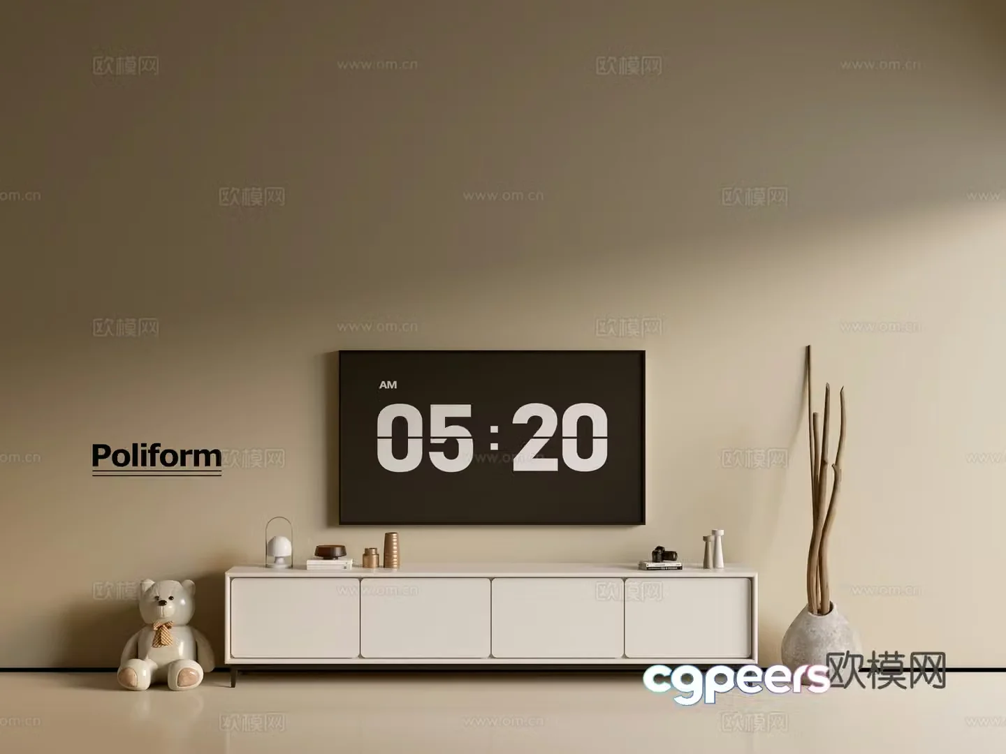 Modern cream-air TV cabinet chest of cabinets ins-style minimalist wind cabinet whole cabinet sideboard 3D model
