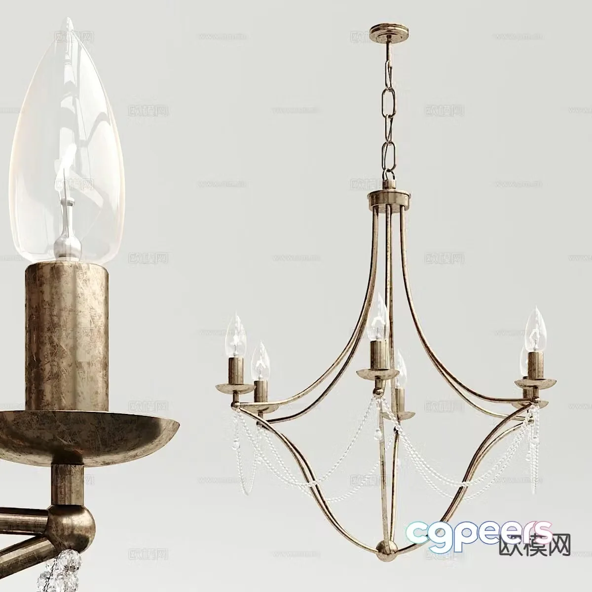 Simple European chandelier restaurant chandelier 3d model