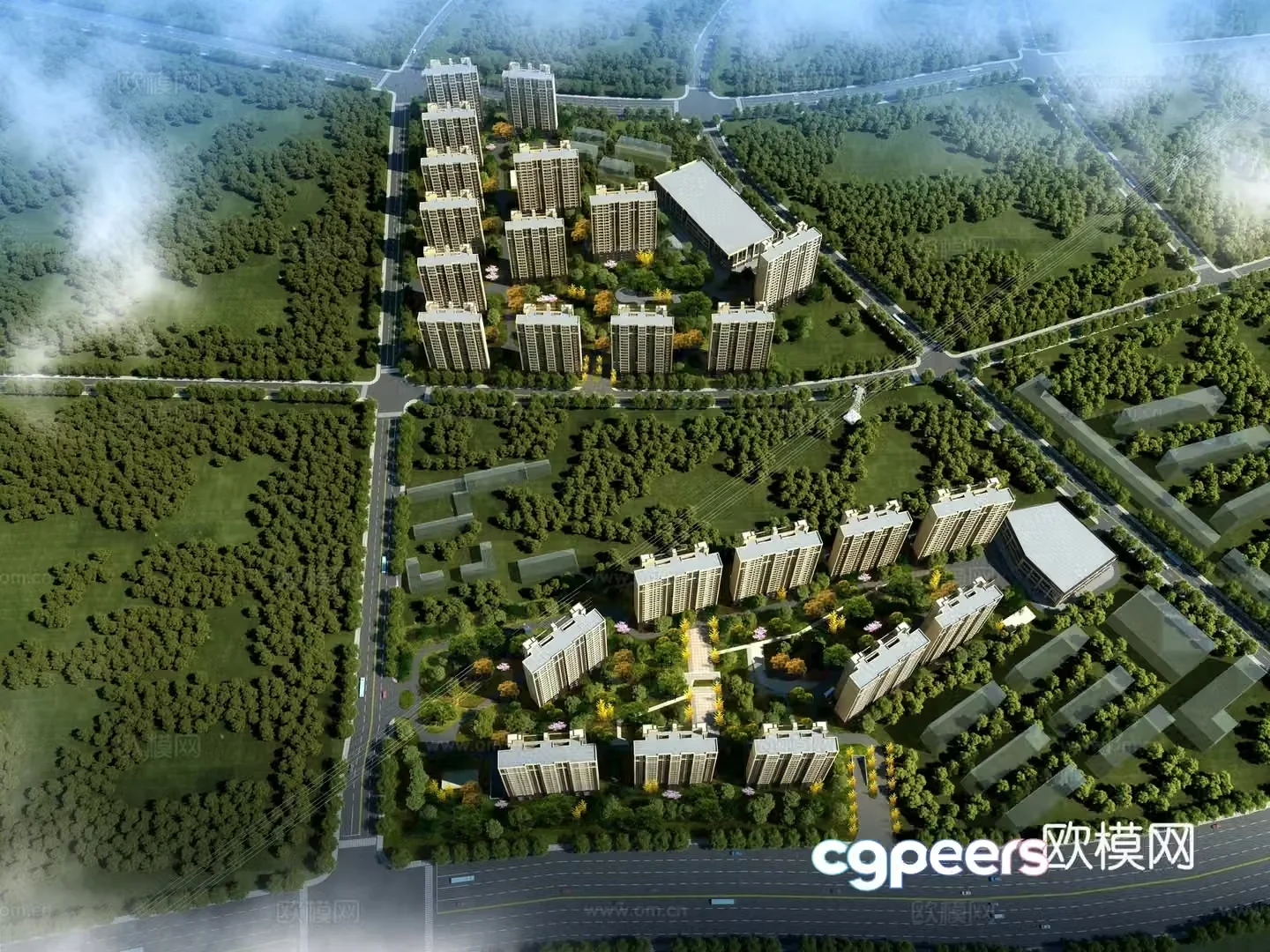 Residential aerial view 3d model