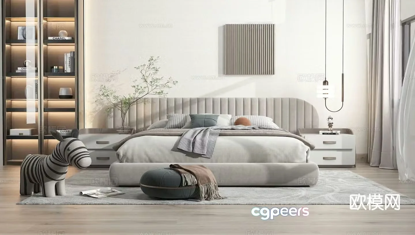Modern double bed 3d model