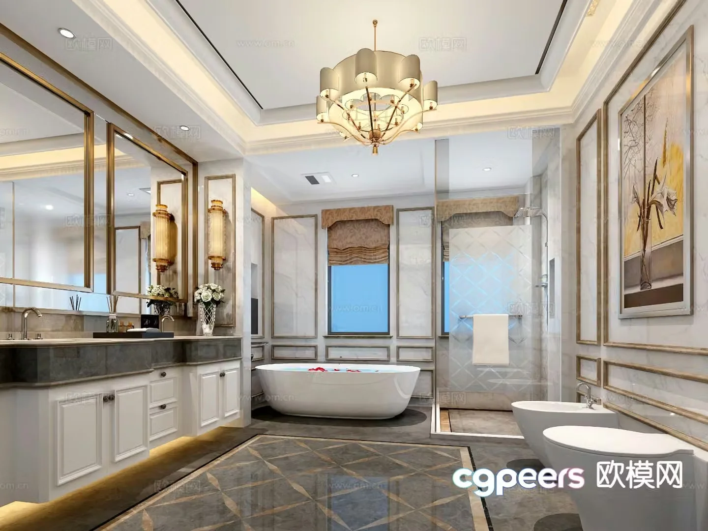 European style bathroom bathroom 3d model