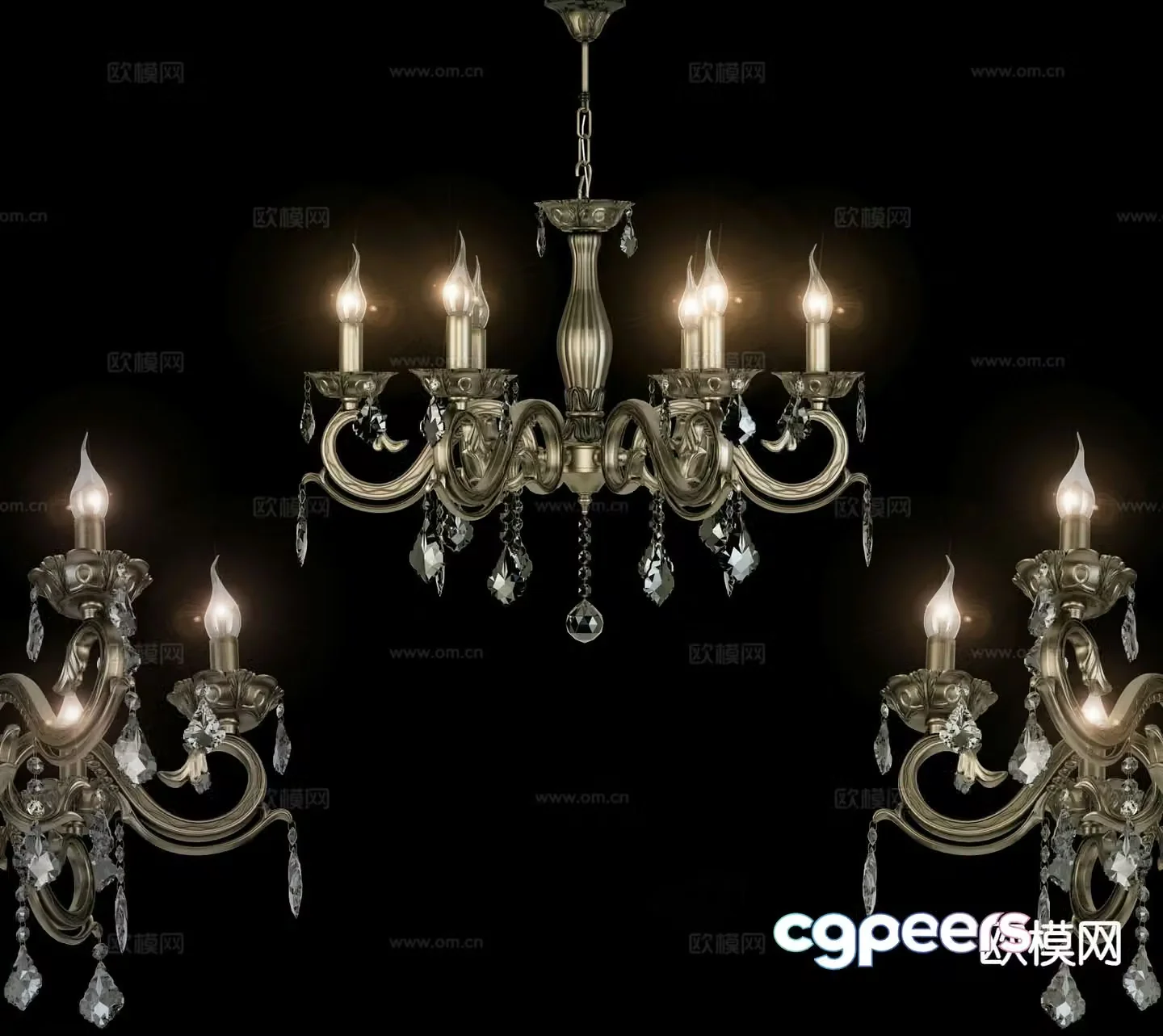 European style chandelier candlestick chandelier 3d model