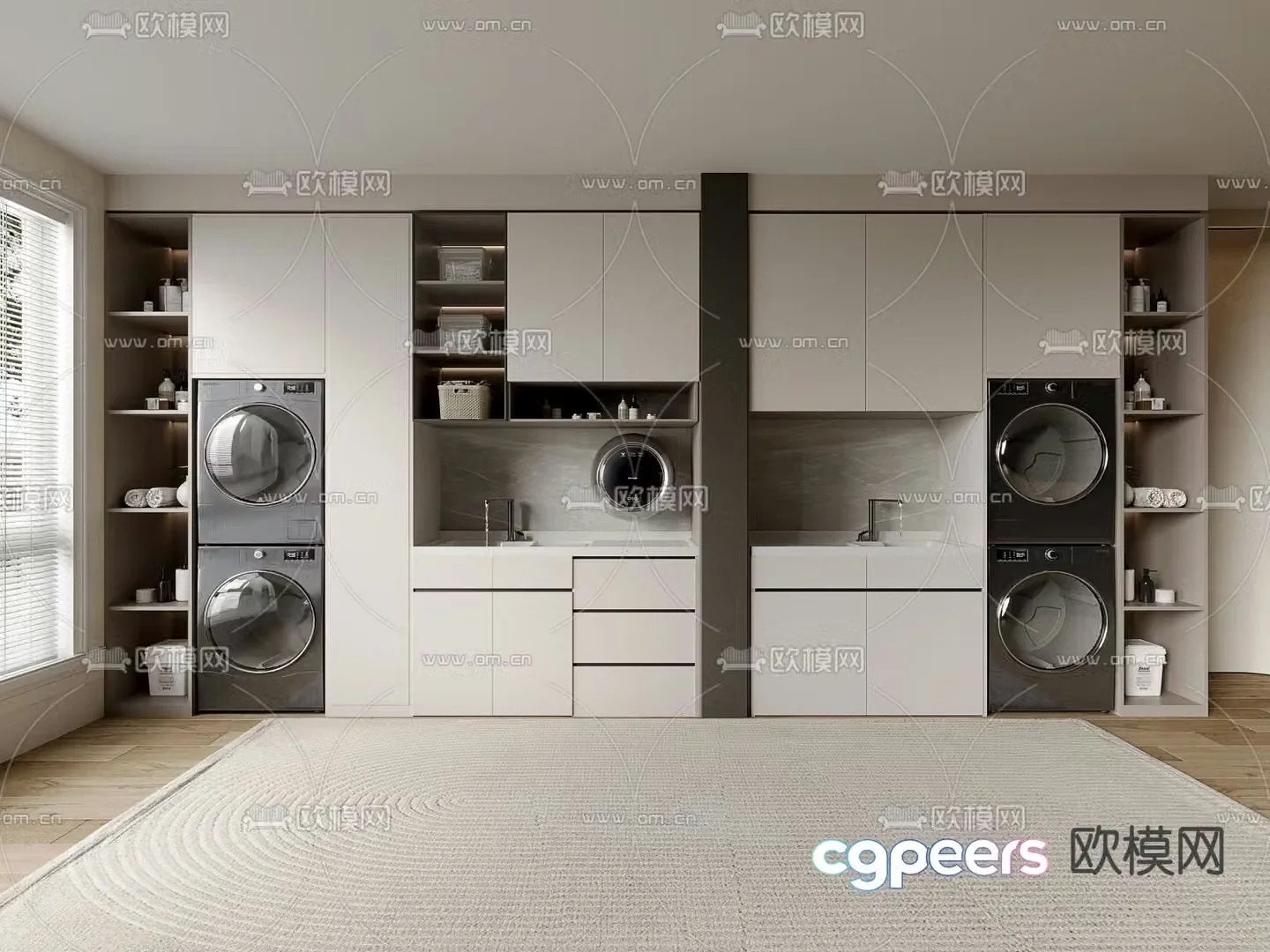 Balcony cabinet washing machine cabinet 3d model