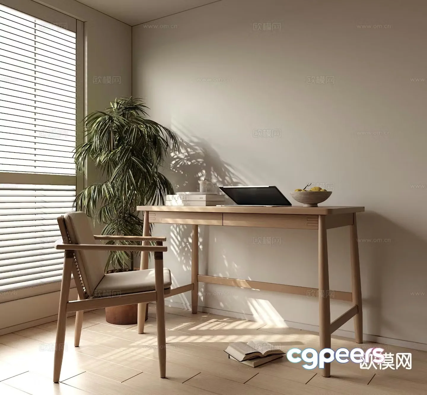 Log style desk writing desk computer desk 3d model