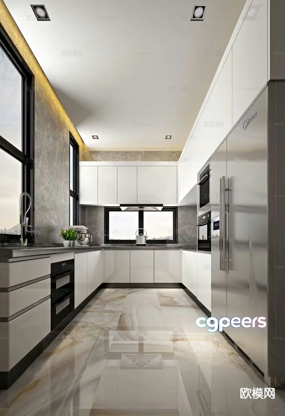 modern kitchen cabinet 3d model