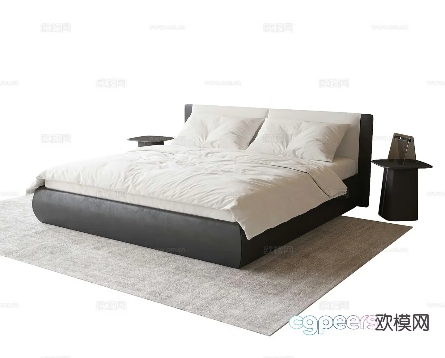 Modern double bed 3d model