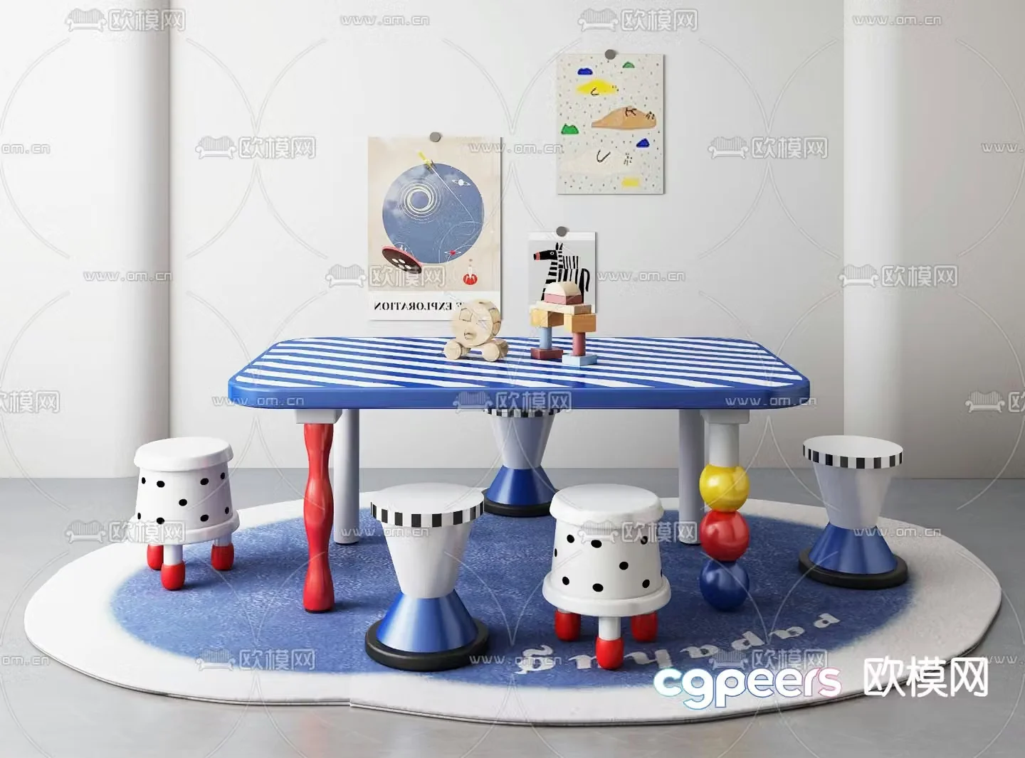 Children’s tables and chairs game tables and chairs 3d model