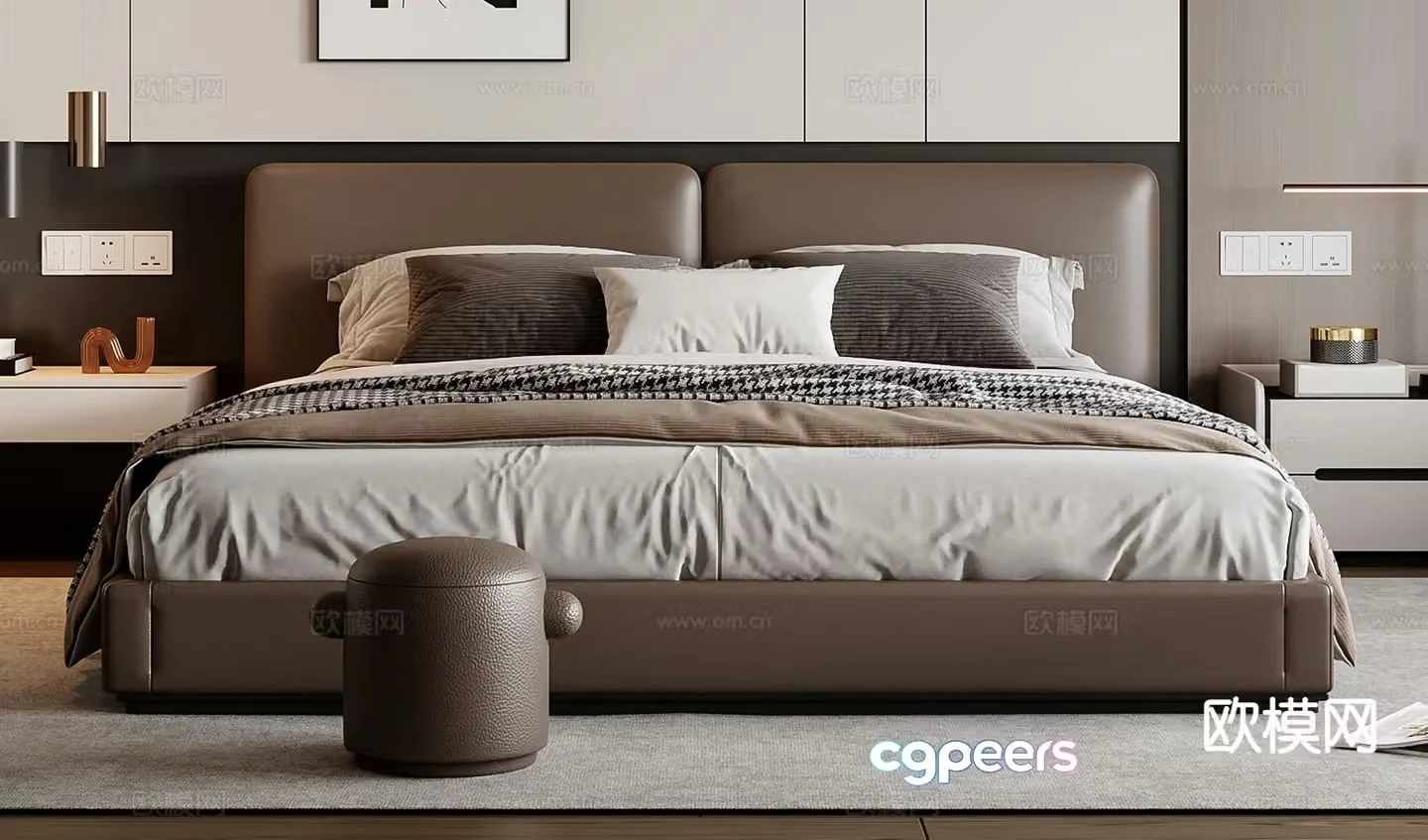 Italian double bed 3d model